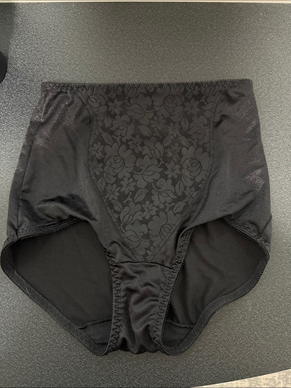 vassarette Black High-Waist Shaping Panty with Floral Jacquard